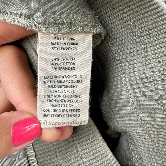 Soft Surroundings Medina Pants Sage Green Roll Up Hem - Picture 8 of 14